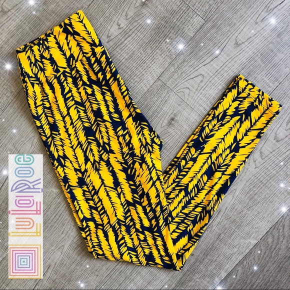 LuLaRoe Other - LuLaRoe SOFT Navy Womens Leggings Leg Print Yellow
